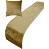 The HomeCentric Runner da letto decorativo Oro, Runner da letto Queen 185x45 cm CON 2 cuscino Velluto Velluto Moderno - Gold Velvet Plush