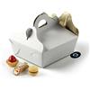 MAQA 25 Pezzi Scatole Porta Torta 23x33 cm, Rettangolari in Cartone Bianco e Oro con Maniglia, Porta Dolci, Pasticcini e Biscotti per Asporto, Feste, Pasticcerie e Catering