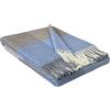 STTS International - Coperta Faro in lana merino 100%, 140 x 200 cm, coperta a quadri molto morbida, Faro (Blu chiaro/Bianco (Doppio lato 1))
