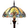 Tokira Lampada da Terra in Stile Tiffany Blu, Paralume Tradizionale in Vetro Colorato, Lampada da Notte Moderna in Stile Art Deco Moderno [Escluse le Lampadine]