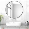 MEESALISA Lisa Specchio da bagno rotondo senza illuminazione, colore nero, 50 cm, con telaio in metallo nero opaco, specchio decorativo, bordo nero