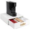 Generico Cassettiera Porta Cialde e Capsule Caffè - Organizer in Legno e Cassetto Salvaspazio, Supporto Macchina Caffè, Tisane Tè Coffee Station per Cucina Ufficio B&B (Coffee Oro)