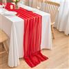 CHUQING Runner da Tavolo Chiffon Decorativa Runner Tavola Rosso