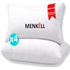 MENKËLL Cuscini Letto per Federe Standard 80x50 - Guanciali Anallergici, Antiacaro e Traspiranti - Imbottitura in Fibra Vergine Ultra-Soffice, Rivestimento 100% Cotone - Altezza 20cm (78x48cm, 4 Cuscini)