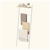 HOOBRO Portasciugamani, Portasalviette Bagno, con 4 Barre e 1 Ripiani, 41 x 20 x 156 cm, per Sciarpe, Coperte, Vestiti, Struttura in Metallo, Bianco e Naturale EWN73CJ01G1
