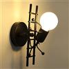 KAWELL Humanoid Creativo Lampada da Parete Interno Applique da Parete Moderna Lampada a Muro Applique Candelabro Max 60W E27 per Camera da Letto, Soggiorno, Camera per Bambini, Corridoio, Scala, Nero
