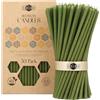Danilovo Candele in cera d'api 50 pezzi (Verde) - Candele ortodosse preghiera, rituali, decorazione tavola - Senza fuliggine, senza gocce, stoppino cotone (Altezza 16 cm)