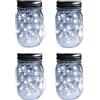 YzoTek Solare Mason Jar Luci - 4 Unità 30 LED Fata Lucciola Stringa Luci Appese Lanterne Stellate Set, Esterno Impermeabile Patio Portico Giardino Cortile Balcone Prato Illuminazione da Parete Decor