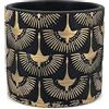 Vimin Box Vaso Fenice in Terracotta, decorato a mano, Nero, Oro, per Piante e Fiori, Decorazione Casa, Diametro 17,5cm