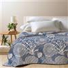 Mahome Trapuntino Matrimoniale Primaverile Estivo Leggero in Morbida Microfibra e imbottitura in Cotone - Copriletto Trapuntato Anallergico Traspirante Mano Delicata 260x260 (Mare Blu)