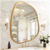 HLFMVWE Specchio da Parete per Bagno in Oro, Specchio da Parete in Lega di Alluminio, Specchio Decorativo Asimmetrico, Specchio per Trucco in Metallo Spazzolato per Soggiorno, Camera da Letto, Stanza