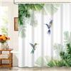 Kzzfqxb Tende da doccia 165x180cm con ganci, Pulito semplice sfondo bianco diagonale piante verdi foglie di banano con colibrì, Impermeabile per vasca, Poliestere decorazione naturale per bagno