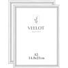 Veelot® 2x Cornice per Foto DIN A5 14,8 x 21cm,Alluminio Metallo,argento,per 15x21cm cornice Piccolo,certificati di documenti e diplomi,Montaggio a parete o esposizione da tavolo
