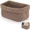 Neerow Cesto portaoggetti, marrone, intrecciato a mano, in corda di cotone, elegante cestino a maglia per decorazioni, cestini da bagno, porta asciugamani per asciugamani, cosmetici, giocattoli e libri (21 ×
