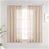 Woaboy Tende per Interni Finestre Voile Trasparenti con Fettuccia Tende a Panello Morbidi Moderne per Camera da Letto Soggiorno 2 Pezzi 140x160cm Beige