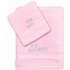 Cieffepi Home Collections SOLO MIO BASIC Set Asciugamani Viso + Ospite Personalizzato in spugna di puro cotone (Rosa Chiaro)