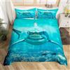 Loussiesd - Set copripiumino con squalo e lenzuola, set di biancheria da letto con pesce squalo per letto junior/lettino - per bambini - animale marino