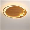 HuaJian Plafoniera a LED per camera da letto, ufficio, pannello da soffitto, dimmerabile, lampada da soggiorno con telecomando, in legno, rotonda, per sala studio, scale, corridoio, lampada da parete (64 cm)