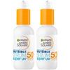 Garnier Siero Viso Protettivo Invisibile Super UV, Per Tutti i Tipi di Pelle, Protezione SPF 50+, Ad Assorbimento Rapido, Con Ceramide Protect, Ambre Solaire, 30 ml (Confezione da 2)