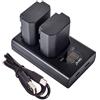 DSTE - Batteria di ricambio NP-FZ100 FZ100 + caricatore USB doppio con display LCD compatibile con Sony α1, A6700, A7R3, A7R III, α7R III, α7R3, a7 IV, Alpha 9, 9R, a9R, a9S, 9S fotocamera digitale