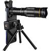 VRTYVEYBB Teleobiettivo 32X per smartphone con treppiede e clip, attacco per fotocamera telescopio mobile HD per iPhone, kit di lenti zoom portatile per fotografia di sport selvatici e viaggi
