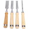 AMONIDA Scalpelli per Legno Utensili per Intaglio del Legno Set di 4 Scalpelli per 10 20 24 32 Mm Bordo Smussato in Acciaio CRV con Manici in Frassino Ammortizzanti per