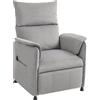 Poltrona Reclinabile Elettrica Con Telecomando E Poggiapiedi, In Tessuto Effetto Velluto, 80x83x104 Cm, Grigio
