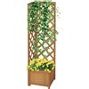 Fioriera Da Giardino In Legno Di Abete Marrone Con Grigliato Per Rampicanti E Decorazioni, 40x40x145 cm