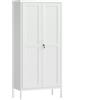 Armadio Per Ufficio In Acciaio A 3 Ripiani Regolabili Con Serratura E 2 Chiavi, 80x40x175 Cm, Bianco
