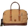 TYT Zefiro, Borsa da Viaggio Uomo in Canvas e Pelle Bovina, Borsone Weekender con Tracolla Regolabile, Base Rinforzata, 52x24x35 cm (Desert)