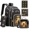 HTgroce 5pcs Zaino Scuola Elementare Bambino Calcio Zainetto Per la Scuola Zaino Per Bambini Seconda Quaderno Set di Cancelleria