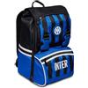 Inter SEVEN Zaino Scuola Estensibile, F.C Calcio - FOOTBALL GENIUS, Nero Blu, con Tasca Porta Borraccia, Zaino Scuola Elementari e Medie, Bambini Ragazzi