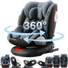 Sianldcone Ruotabile a 360° Seggiolino Auto Isofix, Altezza e Inclinazione Regolabili SeggiolinoAuto, Anti-collisione Seggiolone Auto, Facile da Pulire Seggiolino (Grey without Foot Rest Frame)
