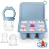 Lovbaby Mangiatoia per frutta per bambini, stampi per lecca-lecca congelati al latte materno, vassoio in silicone per alleviare la dentizione, mangiatoia per bambini, alimentazione sicura, include 3 ciucci