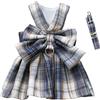 Izefia Vestito per Cane Cucciolo Fiocco Lusso Principessa Gonna a Quadri Abbigliamento Pettorina e Guinzaglio Gonna Tutu Vestito per Cane Piccolo Femmina