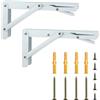 PaxCulina 2 Staffe Pieghevoli per Mensole Pesanti da Muro, Mensola Angolare Pieghevole, Regge Mensola Adatto per Casa, Magazzino, Cucina, Ufficio, Tavolo, Parete (bianco, 20×10.8 cm)