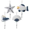 Ciieeo 4 Pezzi Ganci Appendiabiti da Parete in Plastica Stile Mare Blu, Decorativi per Artigianato Fai-da-te, per Bagno e Cucina