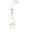 chennnls Set doccia con doccetta, colonna doccia regolabile in altezza 85-125 cm, rubinetto doccia con 3 uscite e termostato, montaggio a parete, bianco, oro