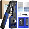 YGiTK Kit di crimpatura RJ45, Cat7, Cat6A, Cat6, Cat5e, con tester per cavi, 50 connettori CAT6 e stivali, taglierina spelafili per riparazioni di installazione di rete