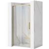 Rea - Rapid Slide Gold Brush 100 Porta Doccia Scorrevole Vetro Temperato Trasparente Di Sicurezza 6 mm (Oro) 2,5x101x195cm