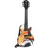 BONTEMPI - Chitarra Rock Elettronica con 6 Corde di Metallo 5 Demo Rock 3 Stacchi Musicali 5 Ritmi Spegnimento Automatico Cinghia Tracolla Presa Microfono 560mm