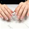 Cotabacuco Unghie Finte Adesive, 24 Pezzi Press On Corte & Press Ons, Unghie con Glitter Rosa e Accento Dorato