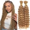 Heiowuio 34 34 Inch Bulk Human Hair For Braiding #27 Honey Blonde Color Deep Wave Unprocessed Capelli Umani Tissage Brazilianne Real Human Hair 50g/Bundles