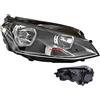 EASYSHOP24H Faro Fanale Proiettore Anteriore DX Destro Per Golf 7 MK7 VII da 2012 a 2016 Alogeno H7 H15 Regolazione Elettrica Completo di Motore Gruppo Ottico Luce Diurna Fanalino