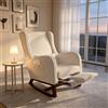HYNHXBP Poltrona a Dondolo Ergonomica, con Braccioli e Tasche Laterali, Sedia da Allattamento con Cuscini, Struttura in Legno Massello, Chaise Longue per Soggiorno o Camera da Letto (Beige)