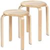 Yawinhe Sgabelli Impilabili Rotondi, Sedia da Pranzo, Sgabello Cucina e Bar in Legno, Rotondo poggiapiedi sgabello ottomano, può Essere Utilizzato per Attività di Festa, Colore Del Legno, 2-Pack