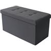 milani home - pouf contenitore rettangolare, tessuto, seduta contenitore poggiapiedi, nero, 76 x 38 x 38 cm