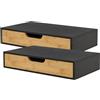 [en.casa] Set di 2 Mensole con Cassetto Consolle da Parete Mensole da Muro Comodini Sospesi con Cassetto Integrato 40 x 24 x 8 cm Bambù - Nero