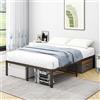 VERFARM Letto a piattaforma in metallo, telaio letto 120 x 200 cm, letto in metallo con rete a doghe, metallo moderno, letto per adulti, bambini, adolescenti, montaggio semplice, letto matrimoniale