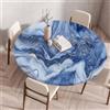Odot Tovaglia Rotonda Antimacchia con Bordo Elastico 3D Marmo Stampa Tovaglia da Tavola Lavabile Antiscivolo Copritavolo per Compleanno Cucina Feste Tavolo da Pranzo caffè Cene (140cm,Blu)